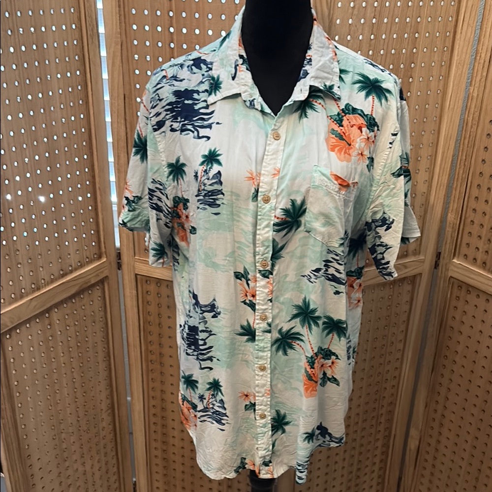 Alexander Julian Orange and Green Casual Button Down Shirt